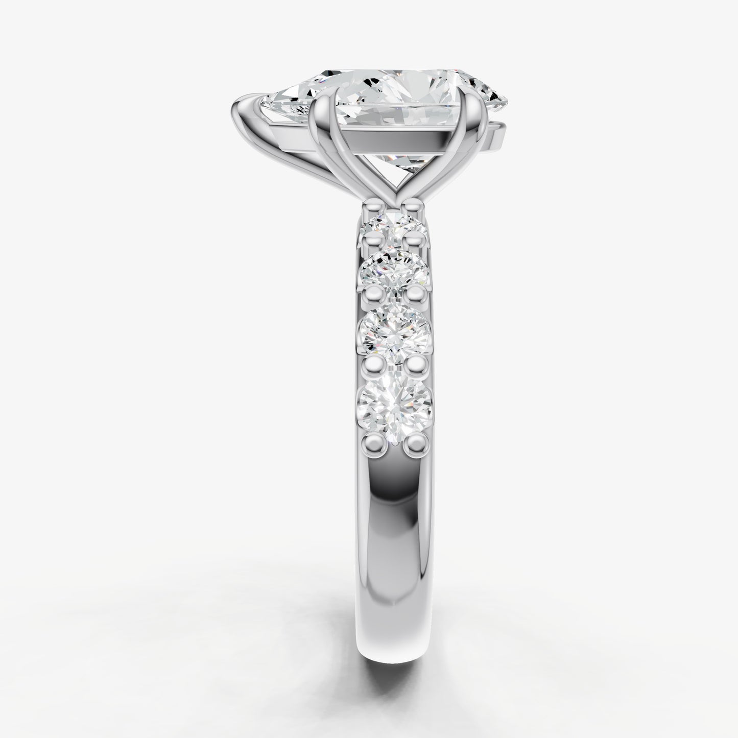 Pear Solitaire Engagement Ring with Statement Diamond Band