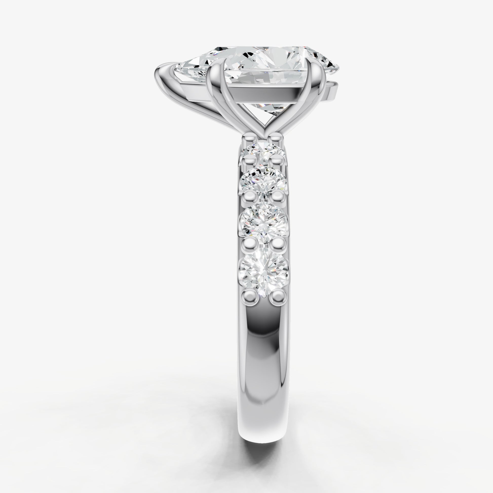 Pear Solitaire Engagement Ring with Statement Diamond Band