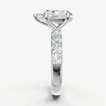 Pear Solitaire Engagement Ring with Statement Diamond Band