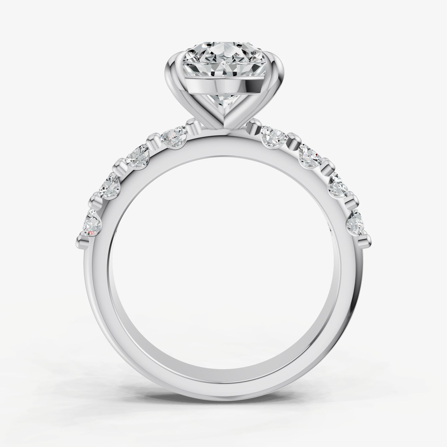 Pear Solitaire Engagement Ring with Statement Diamond Band