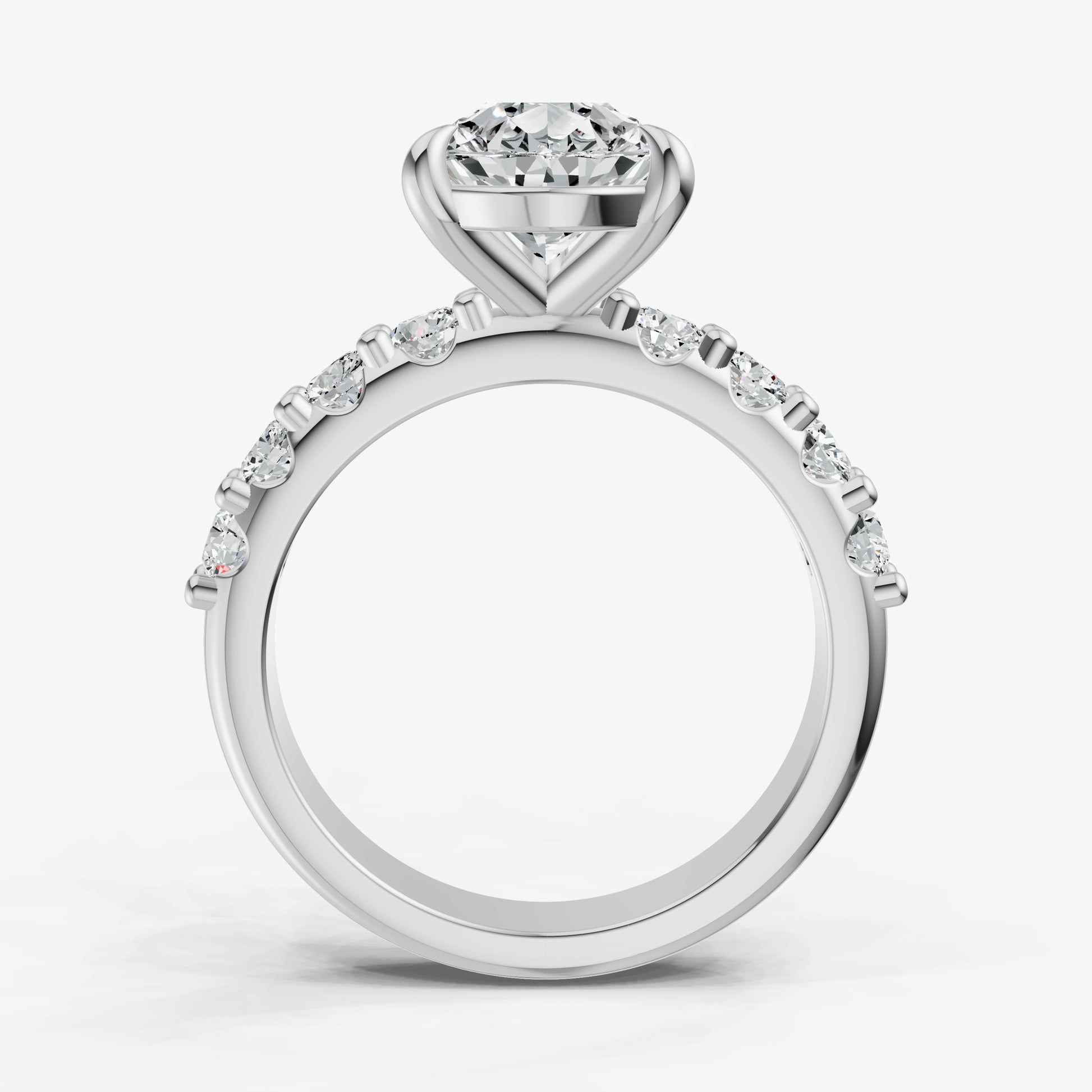 Pear Solitaire Engagement Ring with Statement Diamond Band