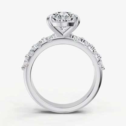Pear Solitaire Engagement Ring with Statement Diamond Band