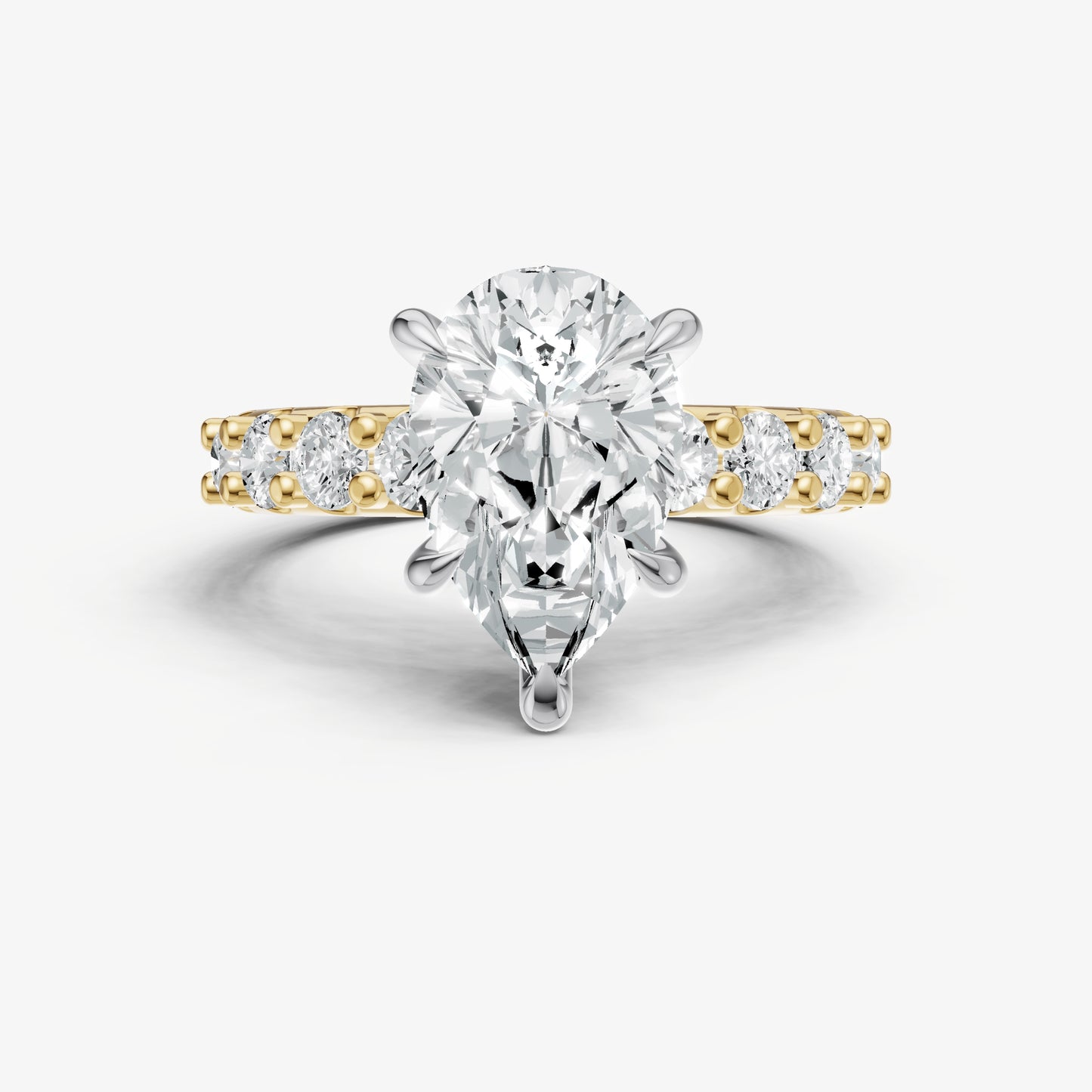 Pear Solitaire Engagement Ring with Statement Diamond Band