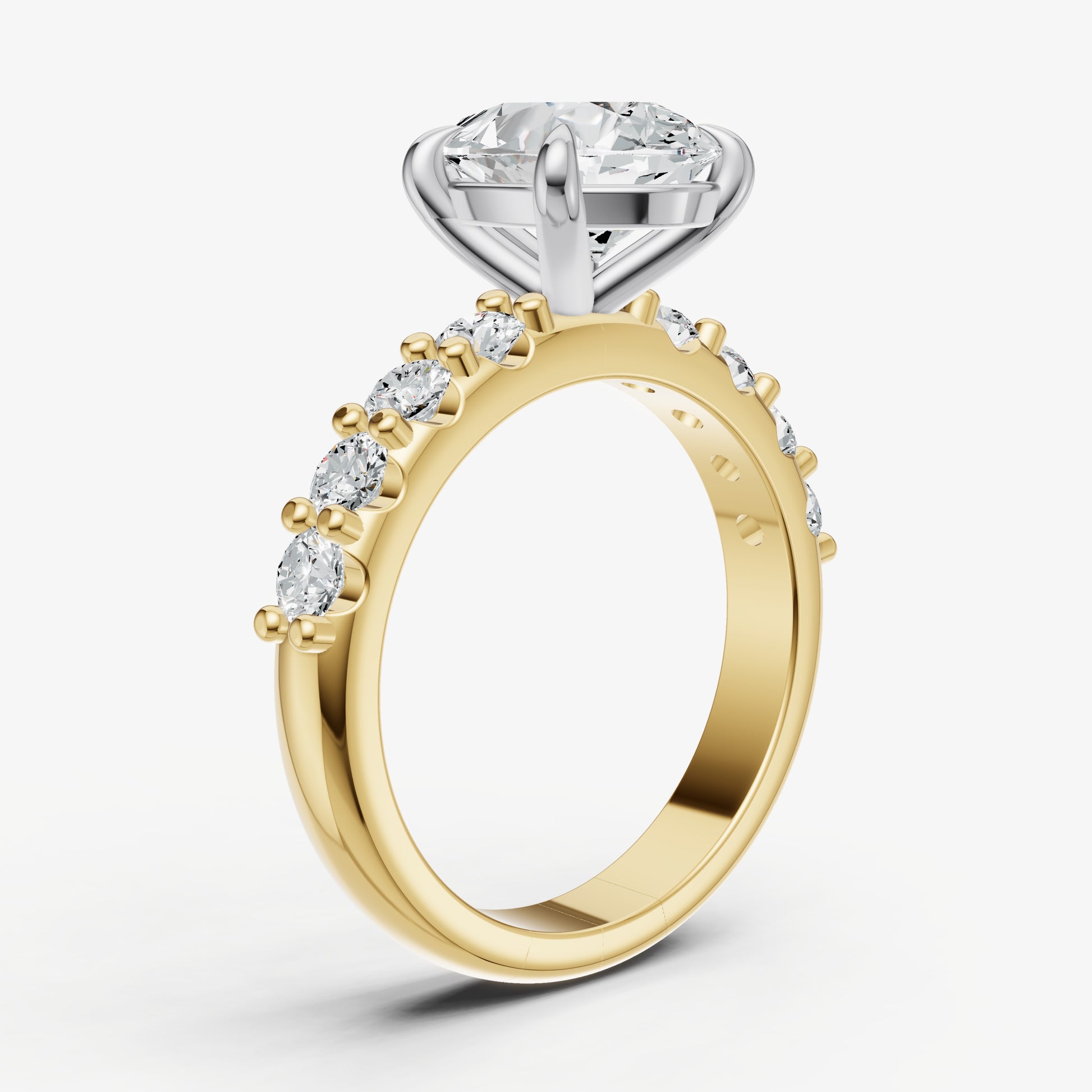 Pear Solitaire Engagement Ring with Statement Diamond Band