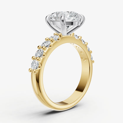 Pear Solitaire Engagement Ring with Statement Diamond Band