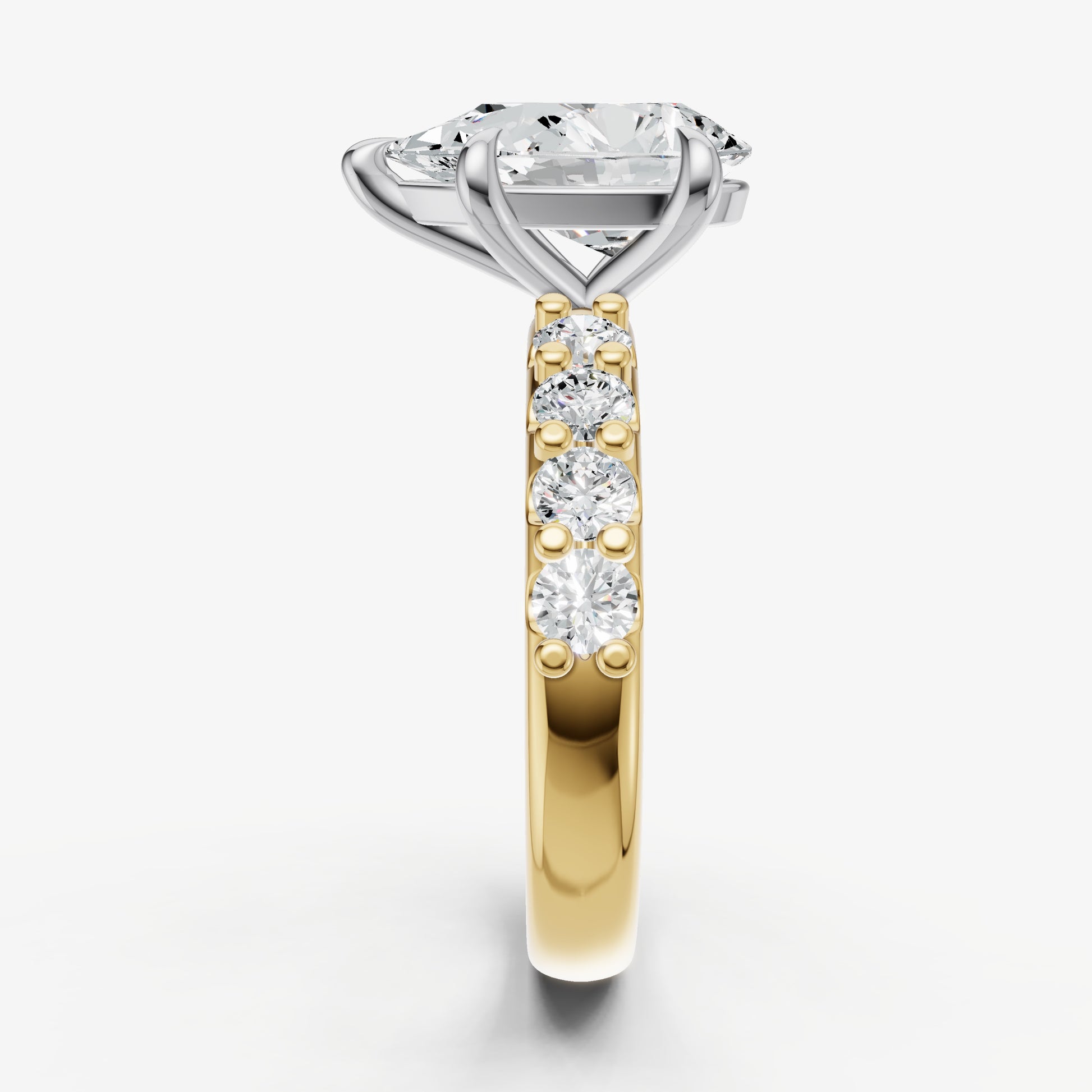 Pear Solitaire Engagement Ring with Statement Diamond Band
