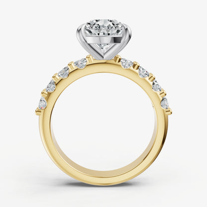 Pear Solitaire Engagement Ring with Statement Diamond Band