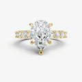 Pear Solitaire Engagement Ring with Statement Diamond Band
