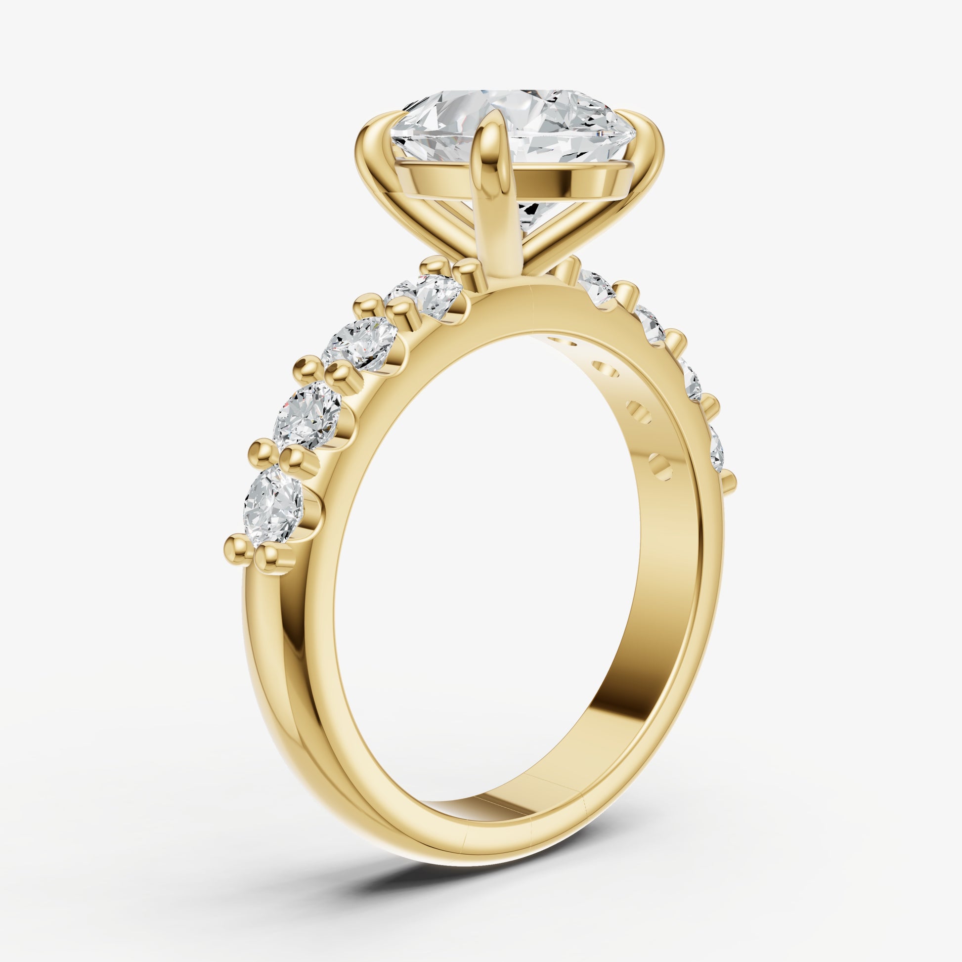 Pear Solitaire Engagement Ring with Statement Diamond Band