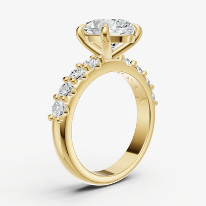 Pear Solitaire Engagement Ring with Statement Diamond Band