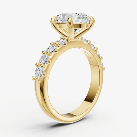Pear Solitaire Engagement Ring with Statement Diamond Band