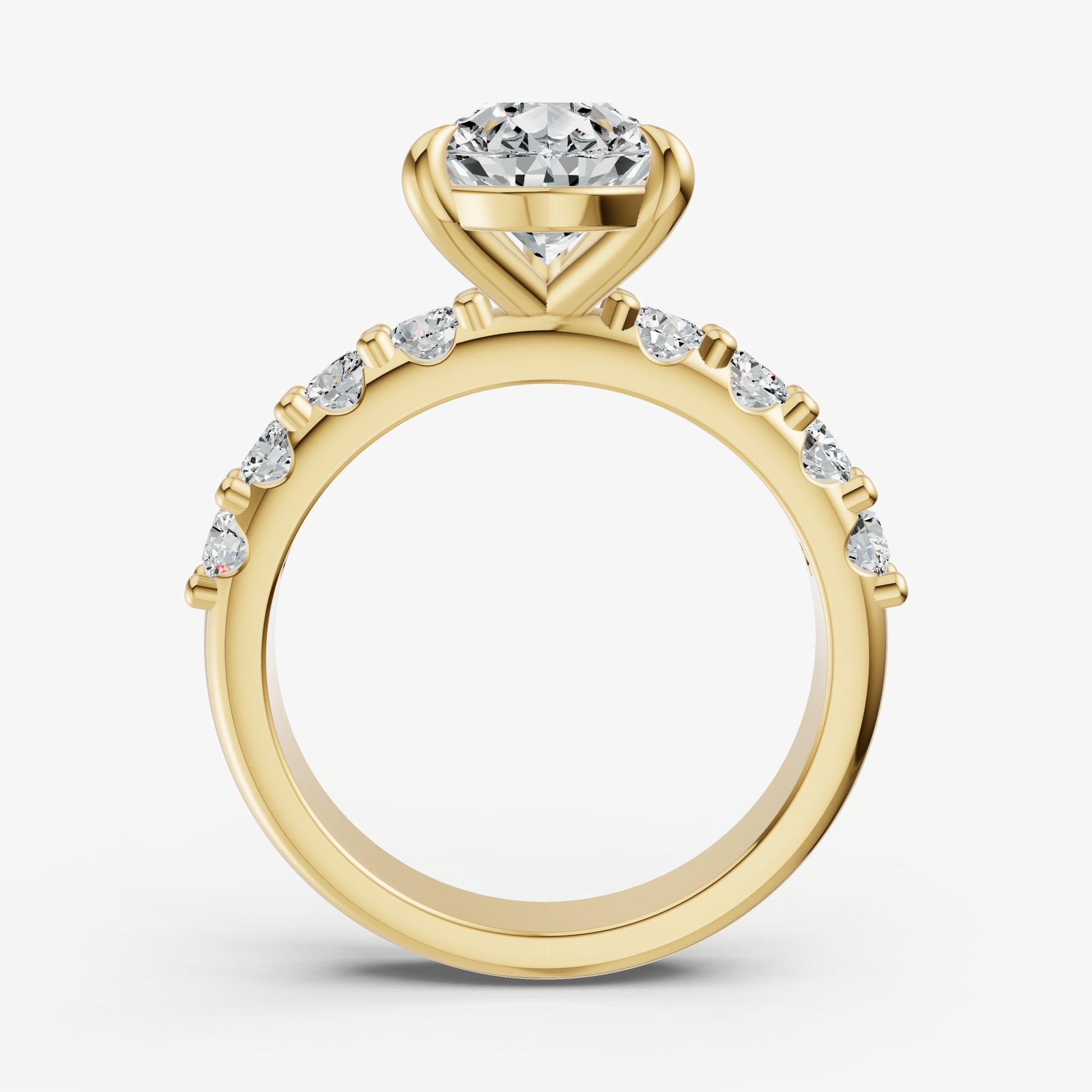 Pear Solitaire Engagement Ring with Statement Diamond Band