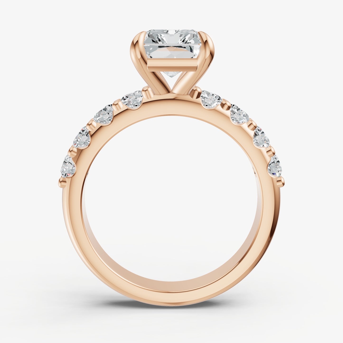 Radiant Solitaire Engagement Ring with Statement Diamond Band