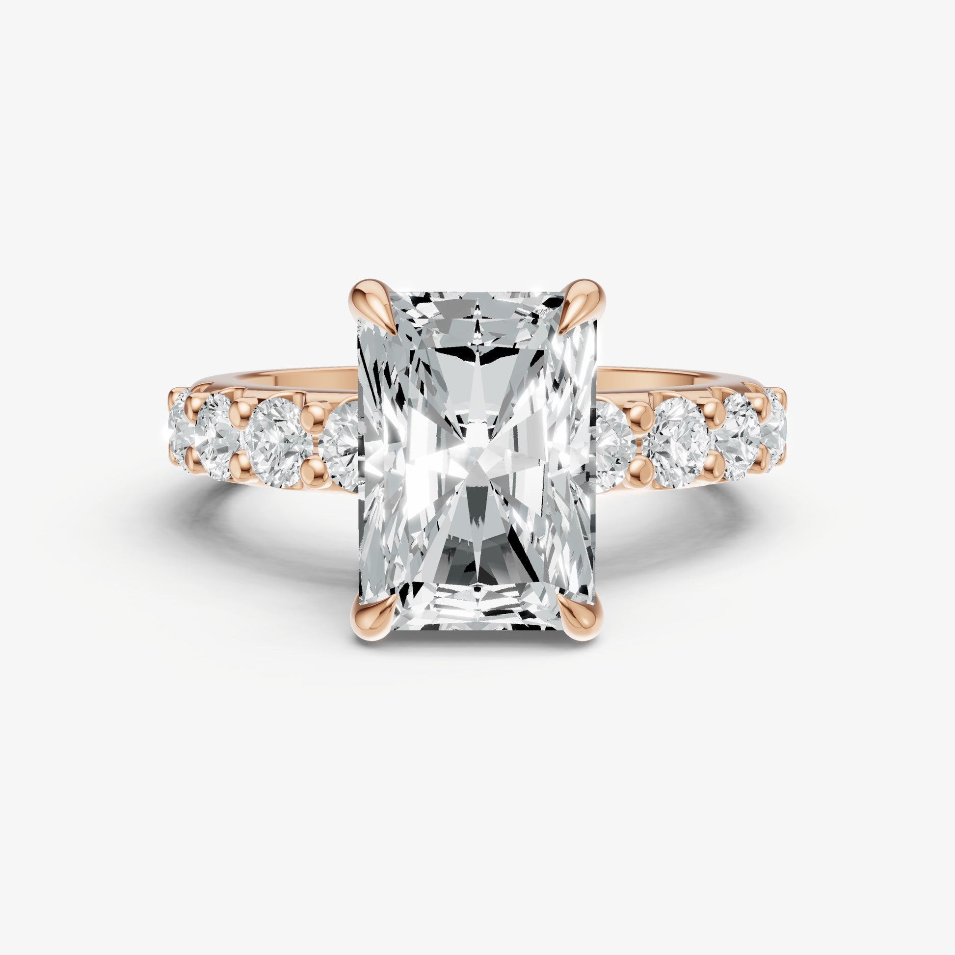 Radiant Solitaire Engagement Ring with Statement Diamond Band