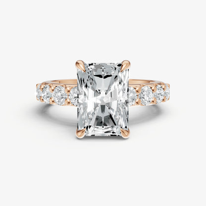 Radiant Solitaire Engagement Ring with Statement Diamond Band