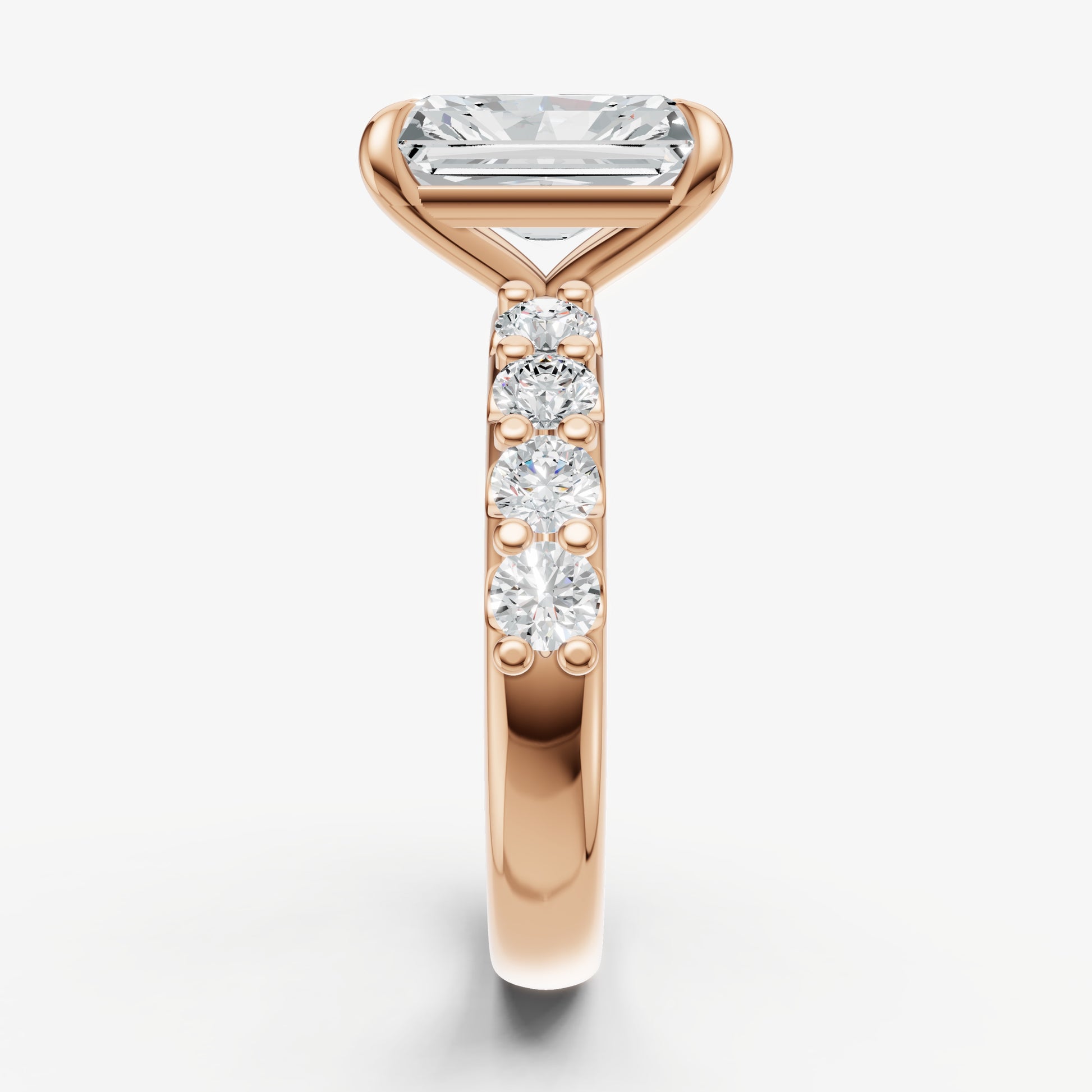 Radiant Solitaire Engagement Ring with Statement Diamond Band