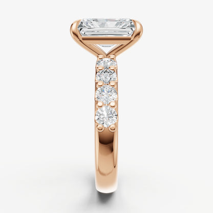 Radiant Solitaire Engagement Ring with Statement Diamond Band