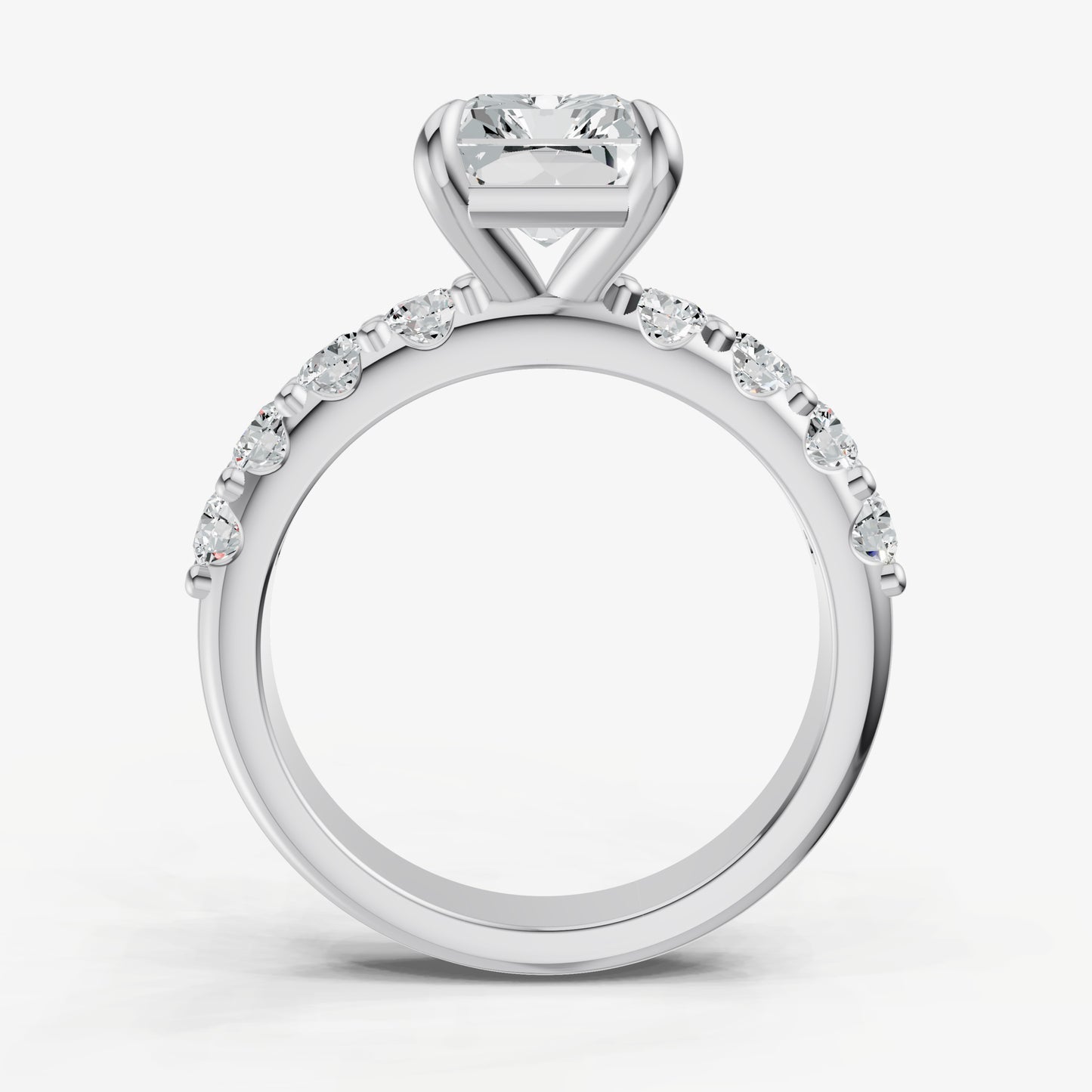 Radiant Solitaire Engagement Ring with Statement Diamond Band
