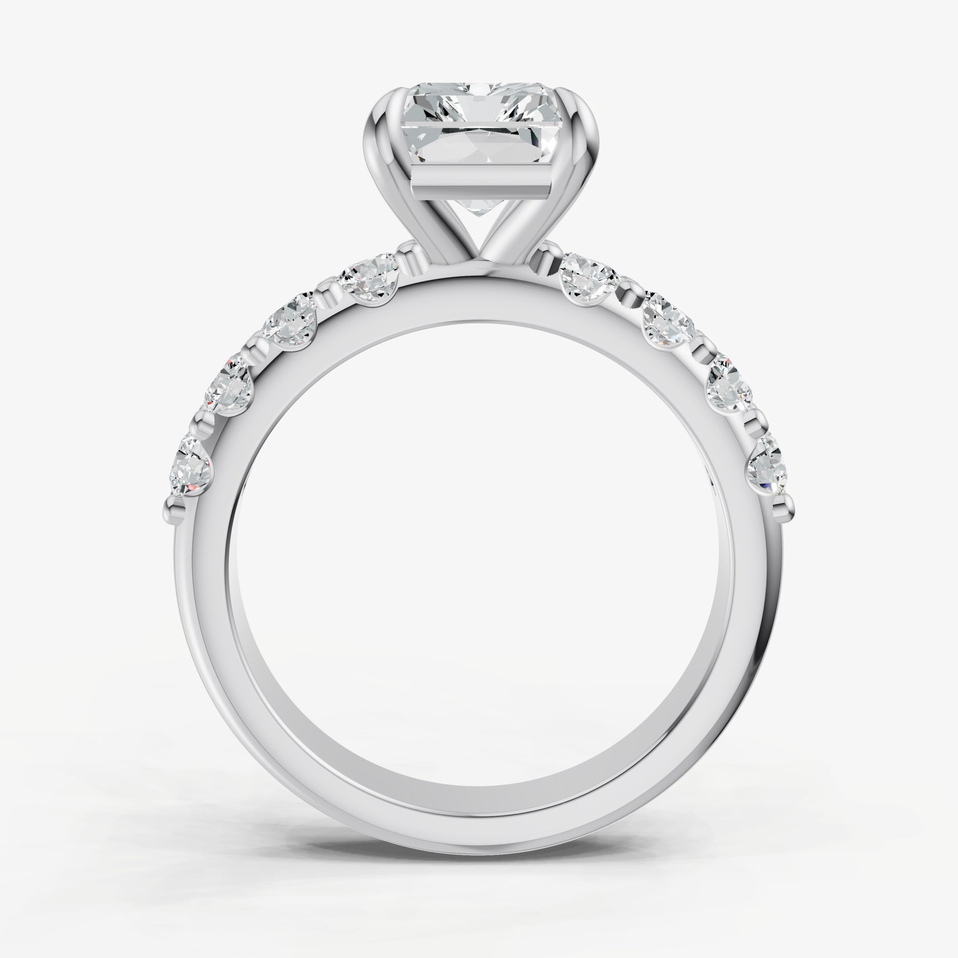 Radiant Solitaire Engagement Ring with Statement Diamond Band