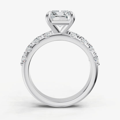 Radiant Solitaire Engagement Ring with Statement Diamond Band