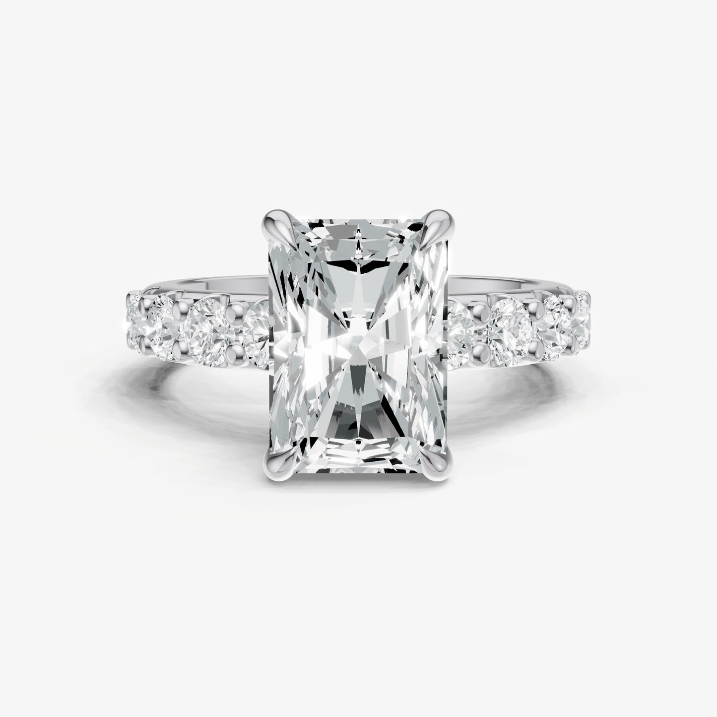 Radiant Solitaire Engagement Ring with Statement Diamond Band