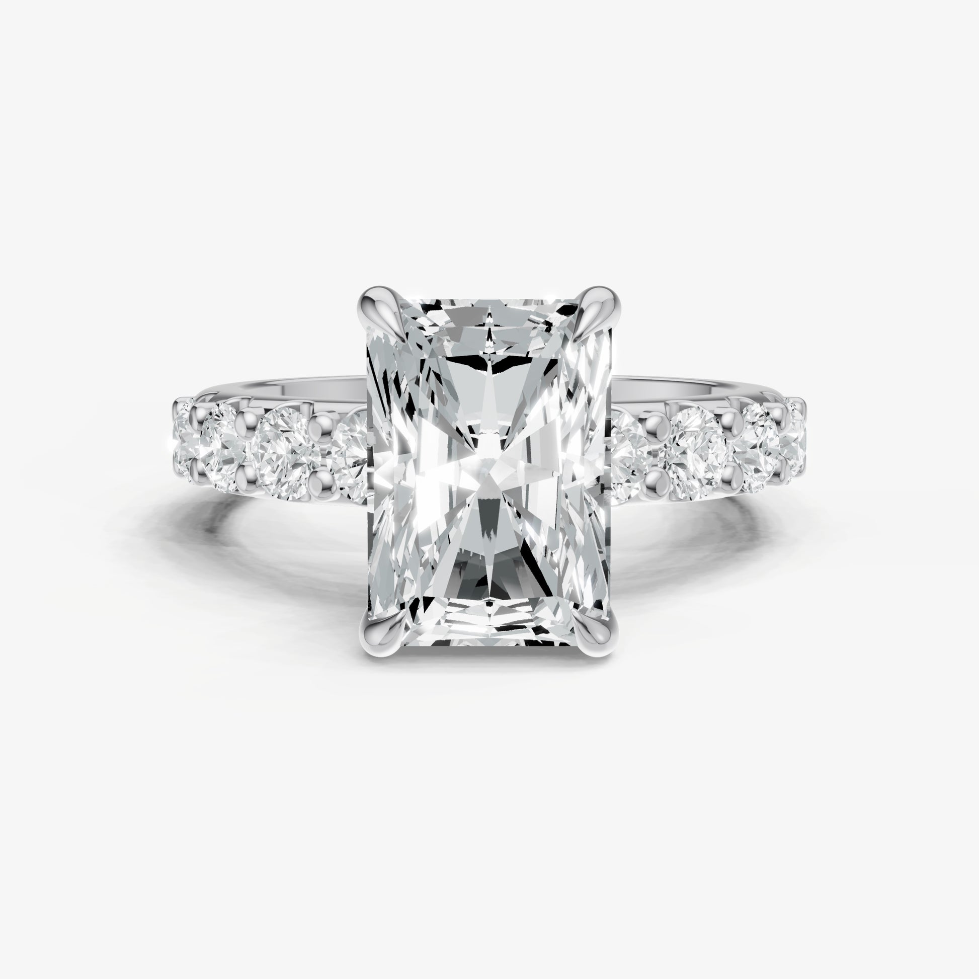 Radiant Solitaire Engagement Ring with Statement Diamond Band