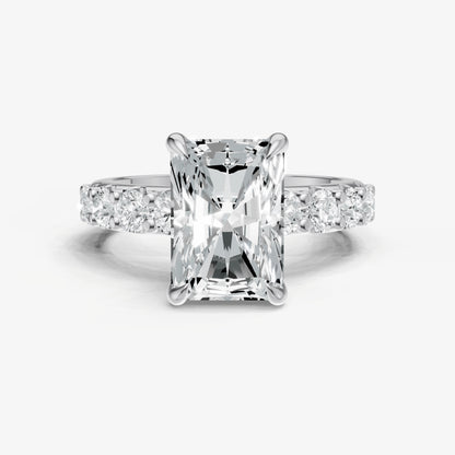 Radiant Solitaire Engagement Ring with Statement Diamond Band