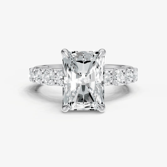 Radiant Solitaire Engagement Ring with Statement Diamond Band