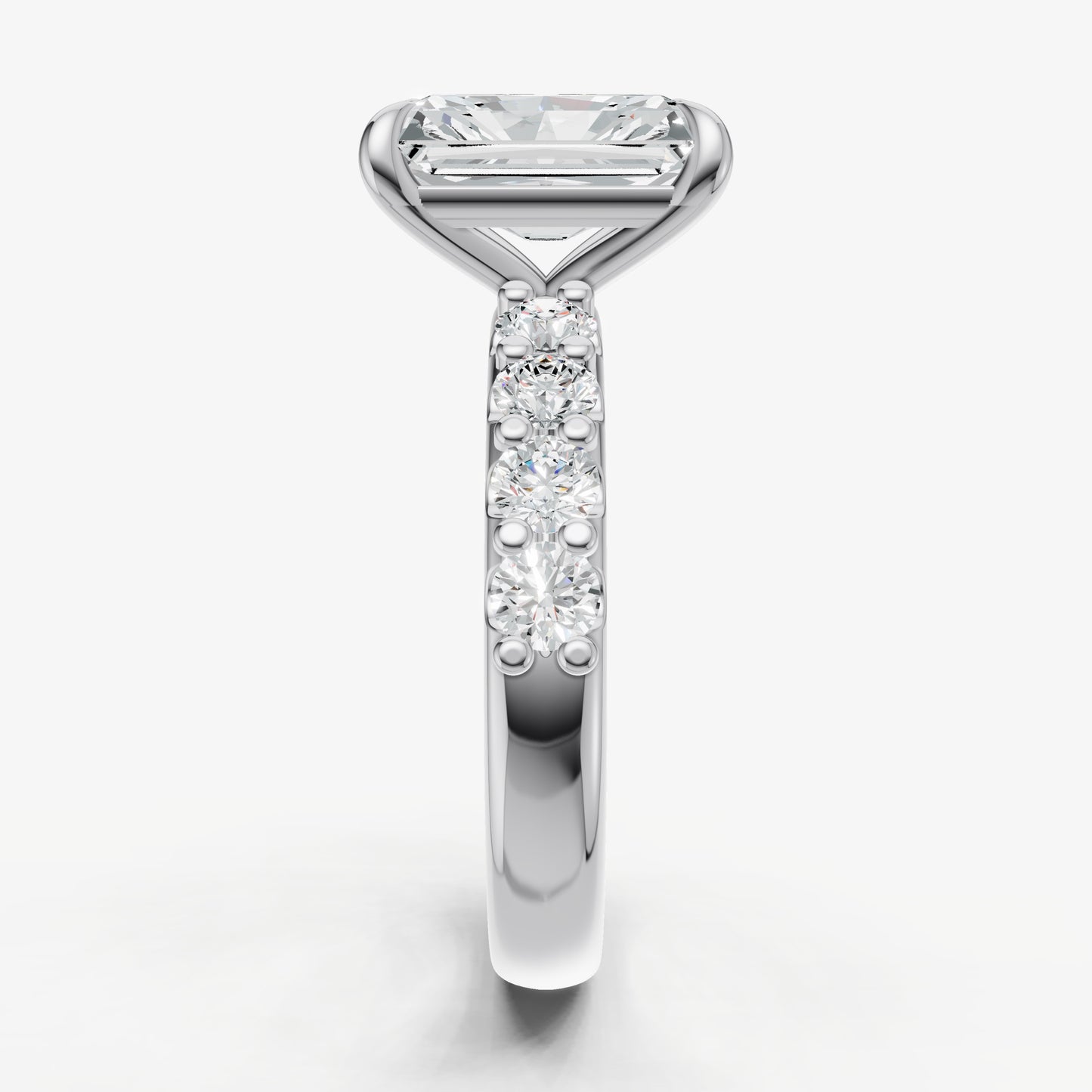 Radiant Solitaire Engagement Ring with Statement Diamond Band