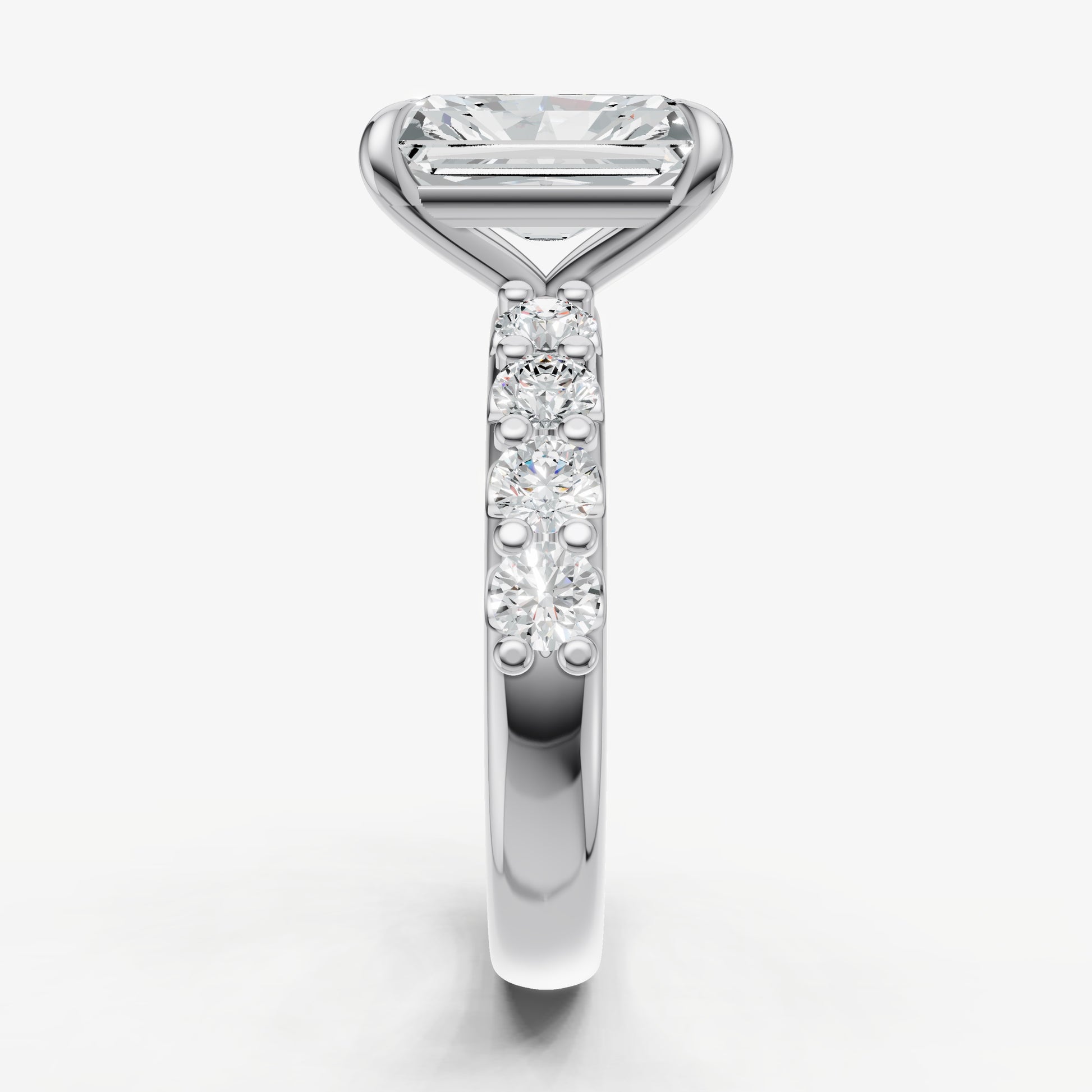 Radiant Solitaire Engagement Ring with Statement Diamond Band