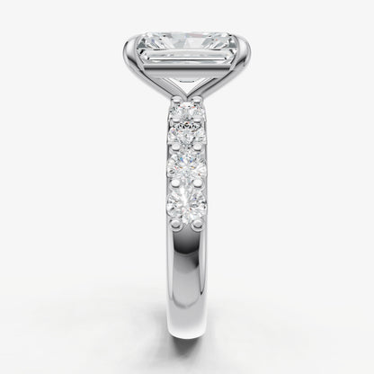 Radiant Solitaire Engagement Ring with Statement Diamond Band