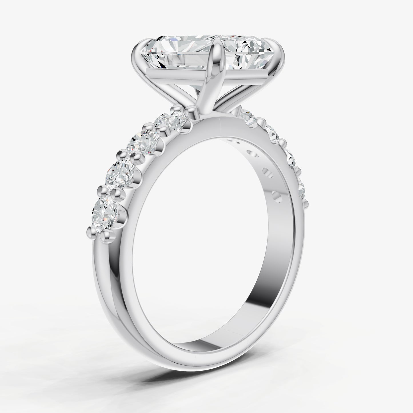 Radiant Solitaire Engagement Ring with Statement Diamond Band
