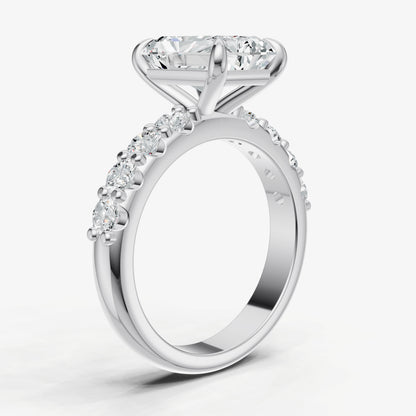 Radiant Solitaire Engagement Ring with Statement Diamond Band