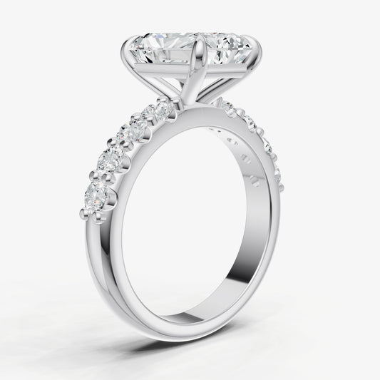 Radiant Solitaire Engagement Ring with Statement Diamond Band