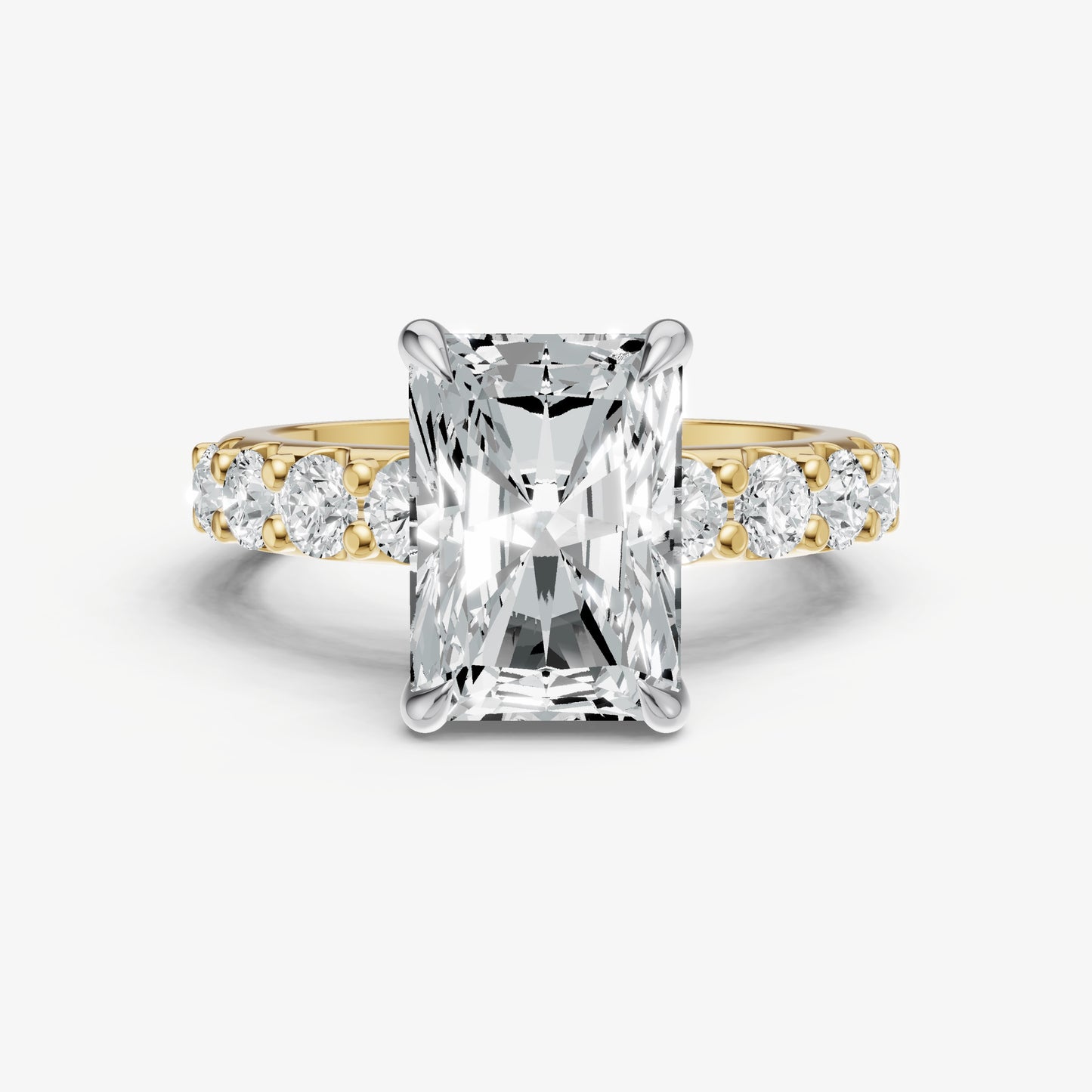 Radiant Solitaire Engagement Ring with Statement Diamond Band