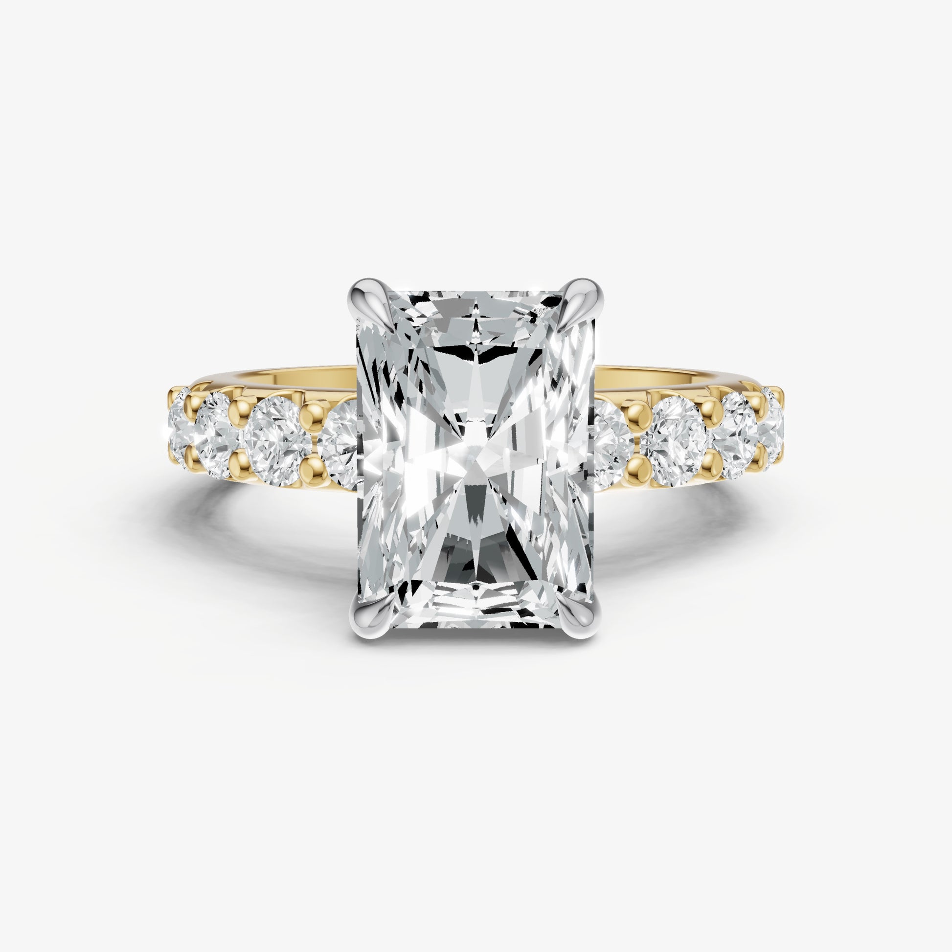 Radiant Solitaire Engagement Ring with Statement Diamond Band