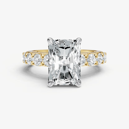 Radiant Solitaire Engagement Ring with Statement Diamond Band