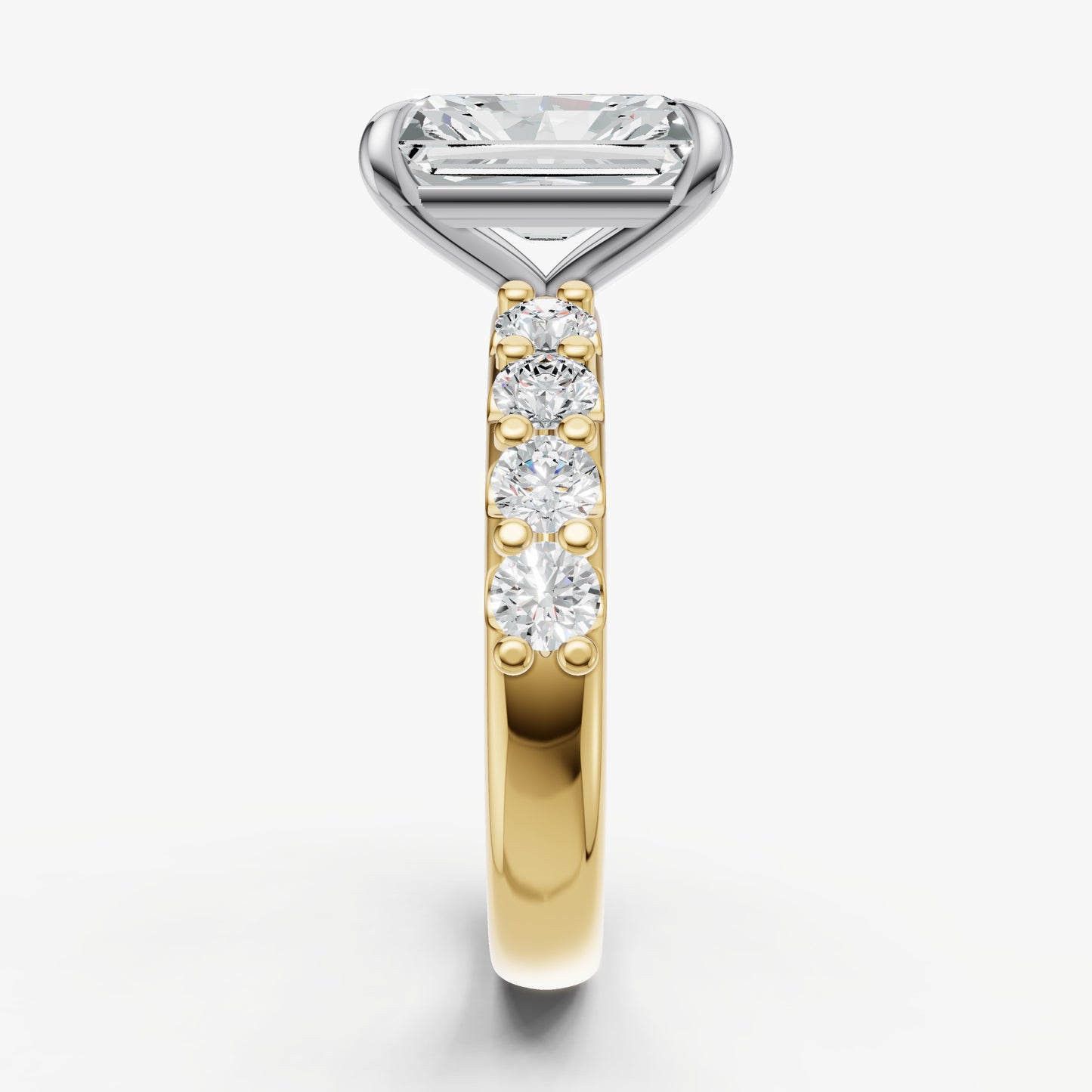 Radiant Solitaire Engagement Ring with Statement Diamond Band
