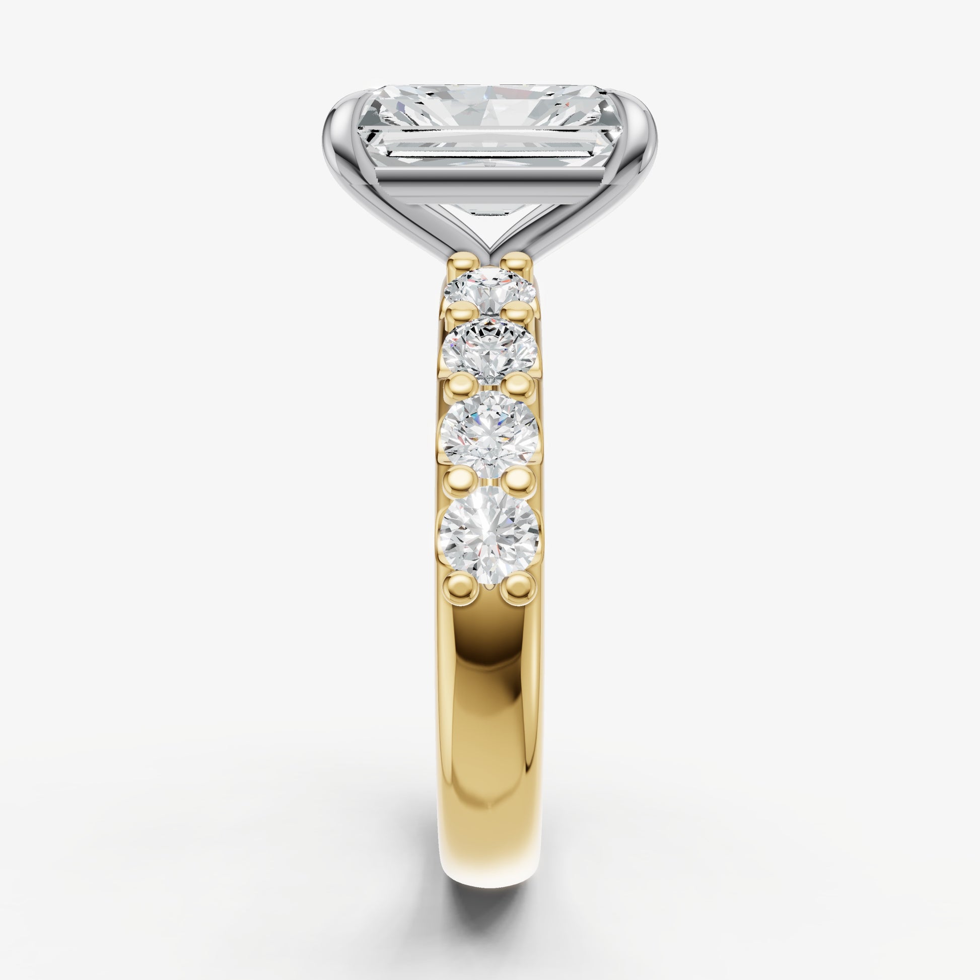 Radiant Solitaire Engagement Ring with Statement Diamond Band