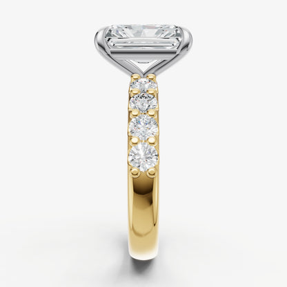 Radiant Solitaire Engagement Ring with Statement Diamond Band
