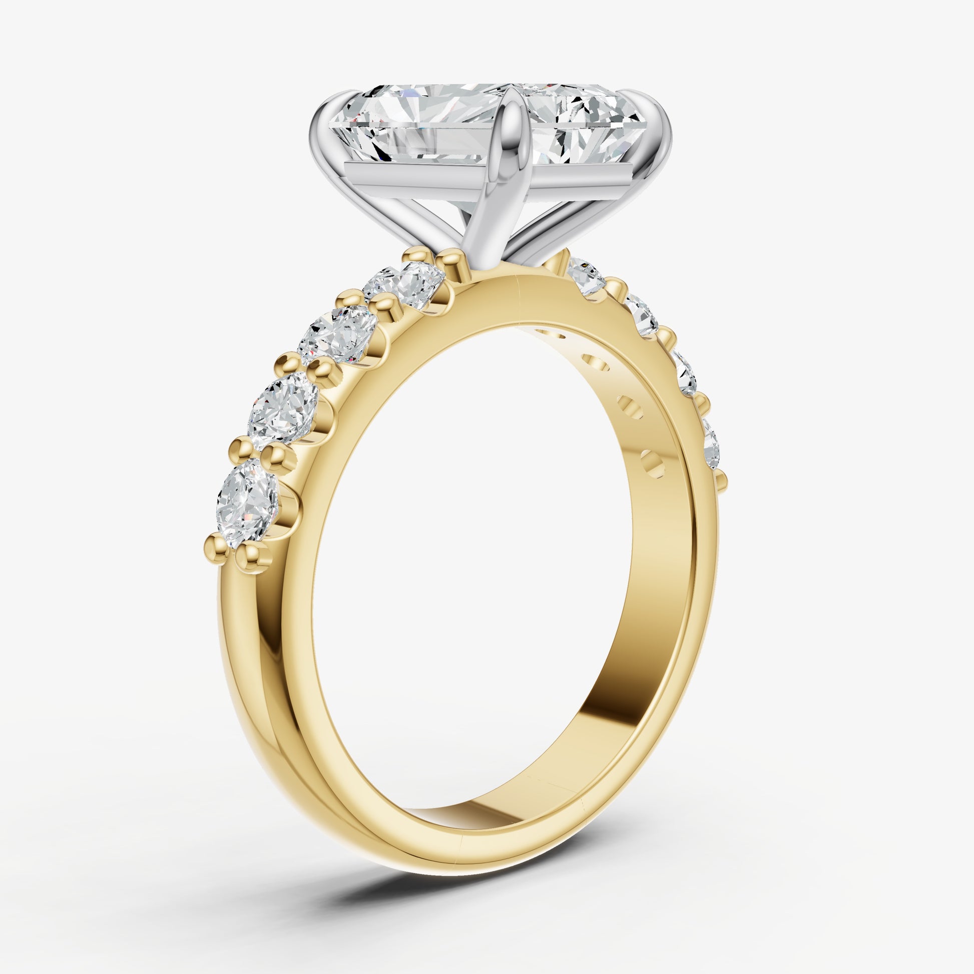 Radiant Solitaire Engagement Ring with Statement Diamond Band
