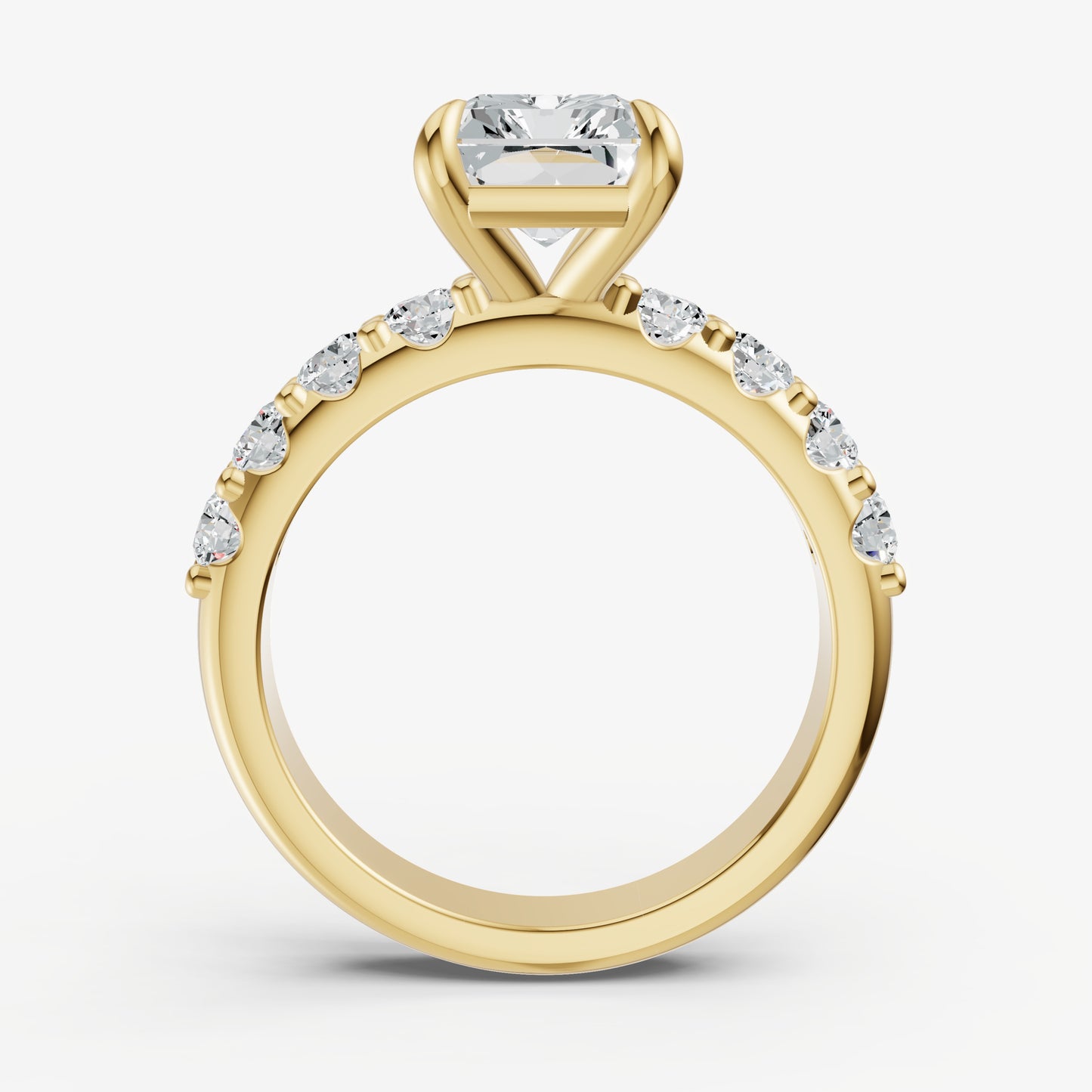 Radiant Solitaire Engagement Ring with Statement Diamond Band
