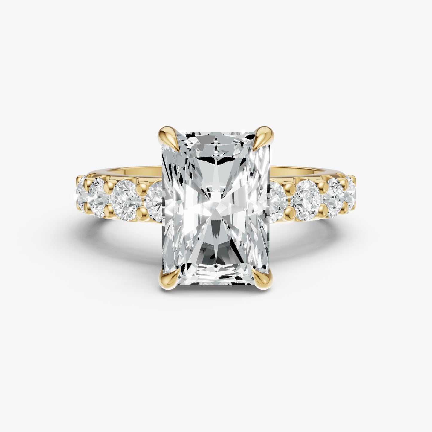 Radiant Solitaire Engagement Ring with Statement Diamond Band