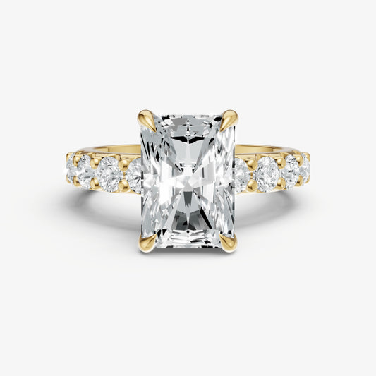 Radiant Solitaire Engagement Ring with Statement Diamond Band