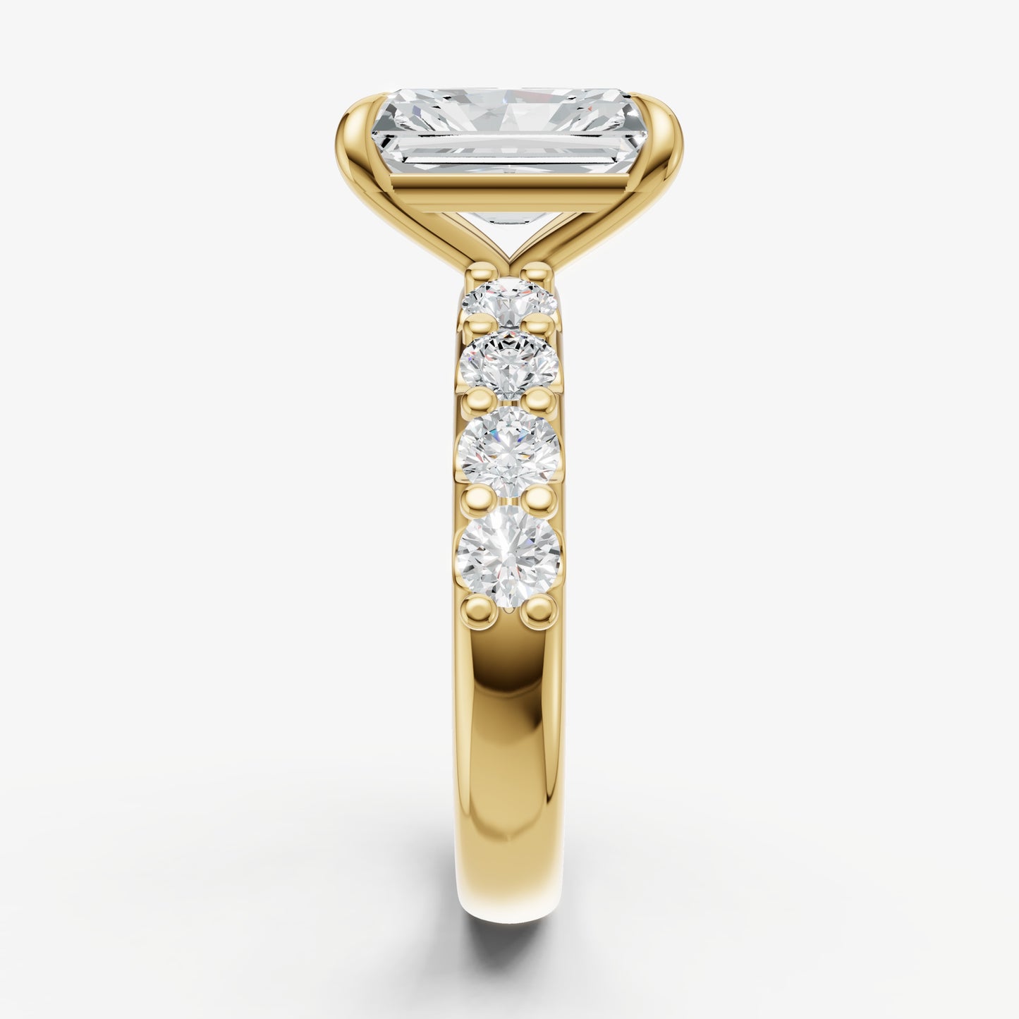 Radiant Solitaire Engagement Ring with Statement Diamond Band