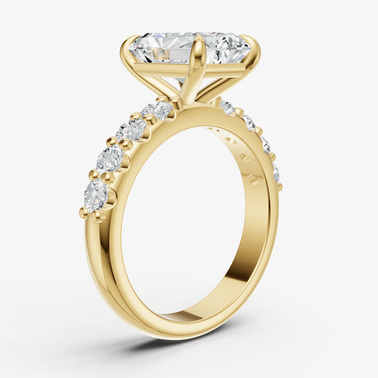 Radiant Solitaire Engagement Ring with Statement Diamond Band