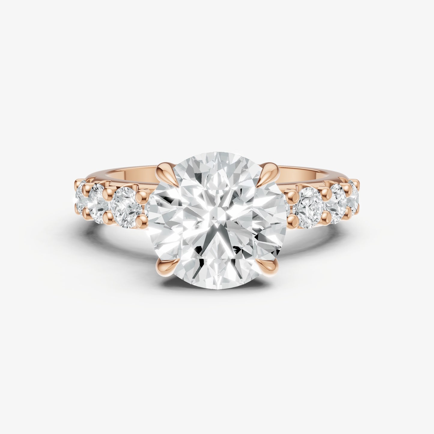 Round Solitaire Engagement Ring with Statement Diamond Band