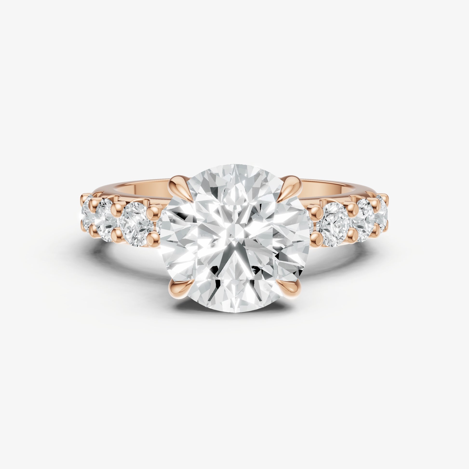 Round Solitaire Engagement Ring with Statement Diamond Band