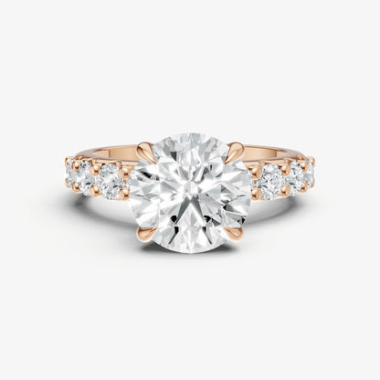Round Solitaire Engagement Ring with Statement Diamond Band
