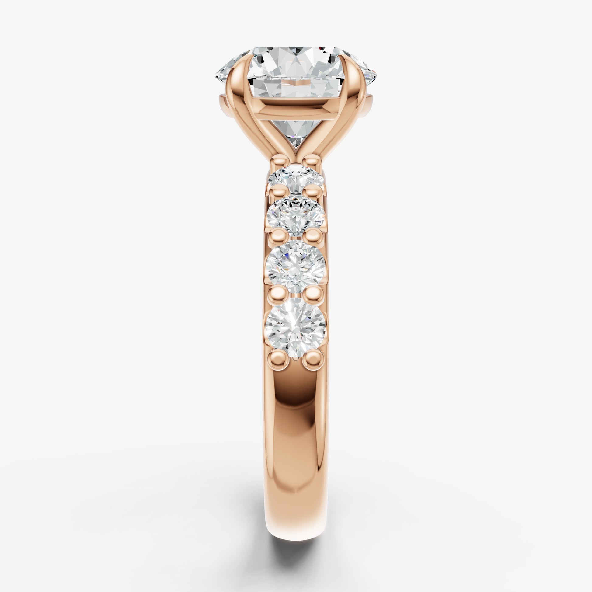Round Solitaire Engagement Ring with Statement Diamond Band